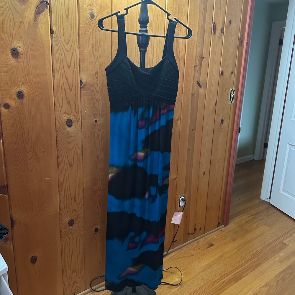 Elegant Black and Blue Maxi Dress